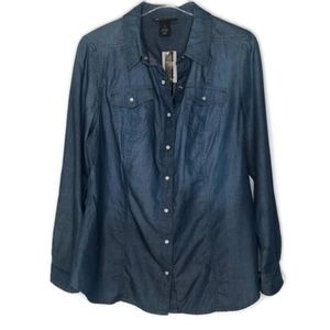 Lane Bryant Denim Snap Shirt